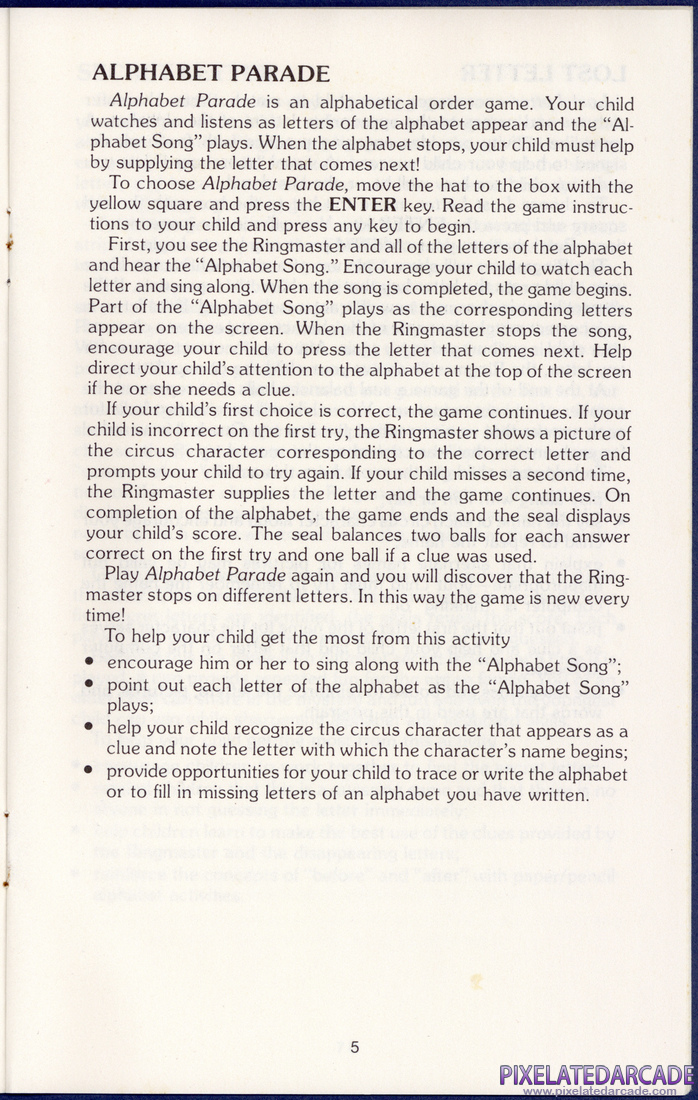 Alphabet Circus: Instruction Manual - Page 5