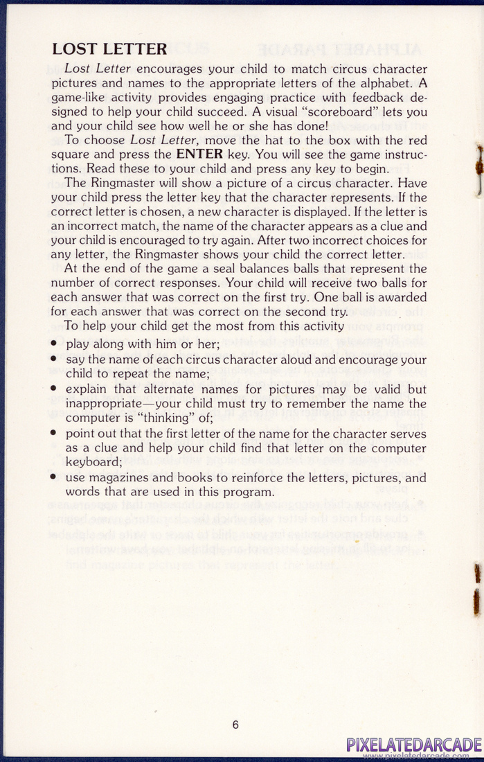 Alphabet Circus: Instruction Manual - Page 6