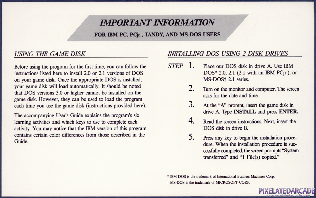 Alphabet Circus: Instruction Manual - Addendum 1 Front
