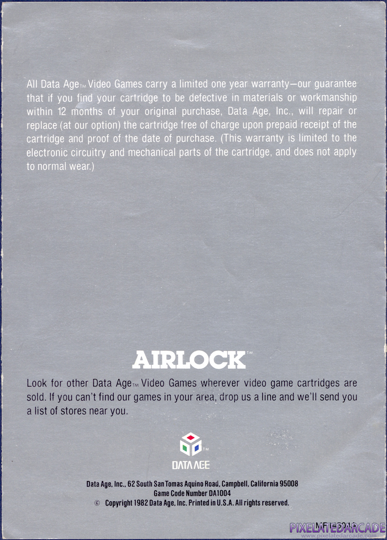 Airlock: Instruction Manual - Back Cover
