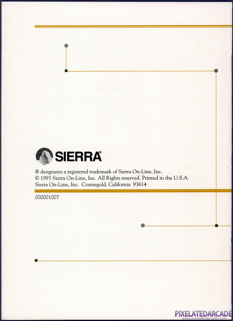 Space Quest V: The Next Mutation: Sierra Game Manual - Back Cover