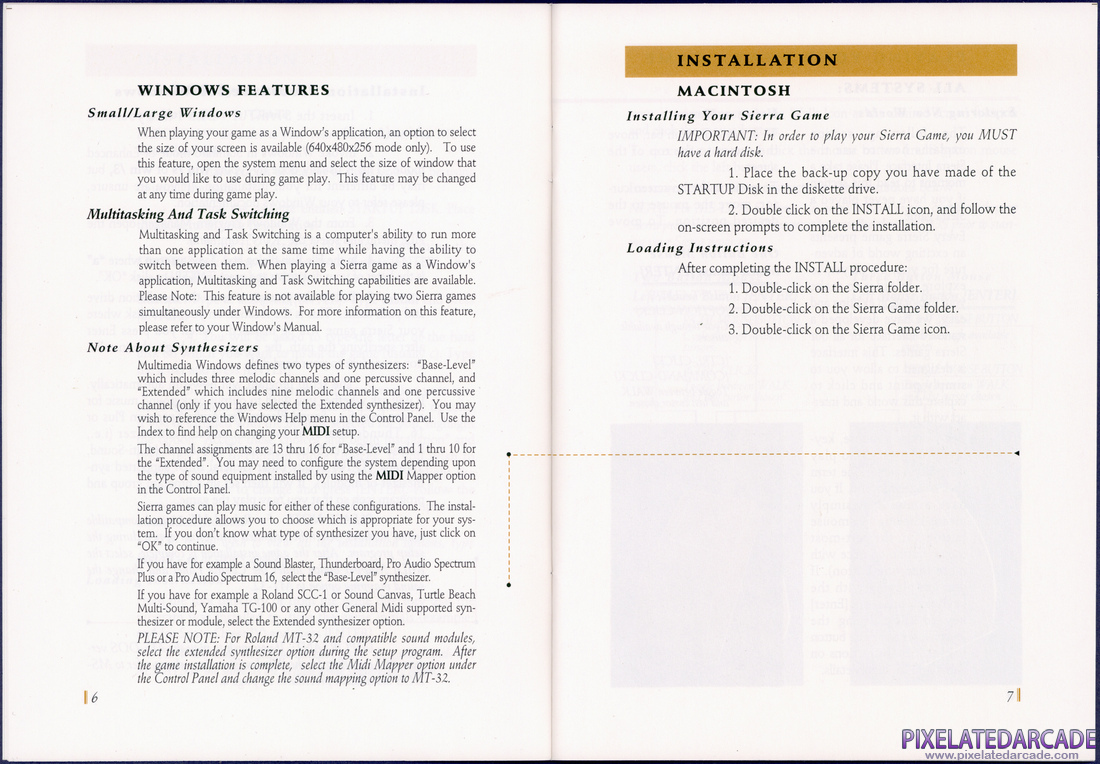 Space Quest V: The Next Mutation: Sierra Game Manual - Pages 6 - 7