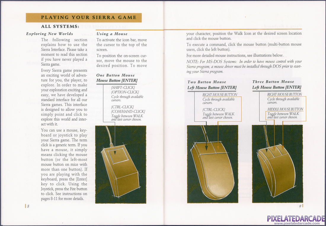 Space Quest V: The Next Mutation: Sierra Game Manual - Pages 8 - 9