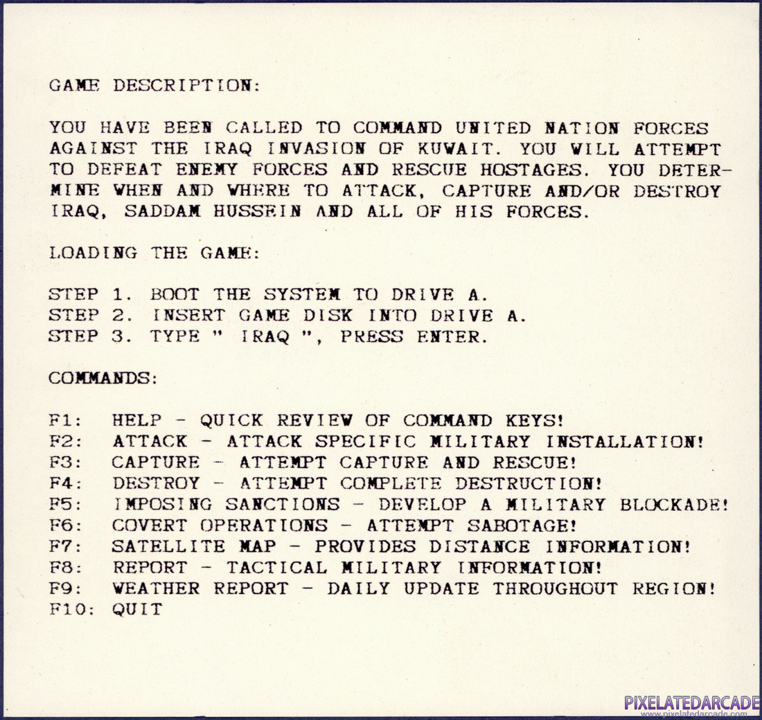 Iraq: The True Military Conflict: Instructions and Registration Card - Instructions Back