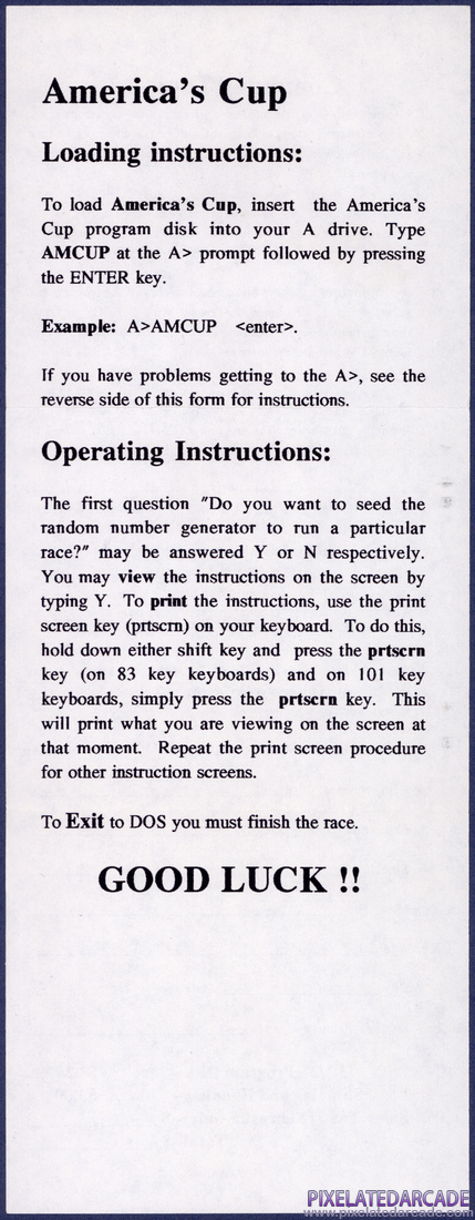 Yacht Racing Simulator: Loading Instructions - Front