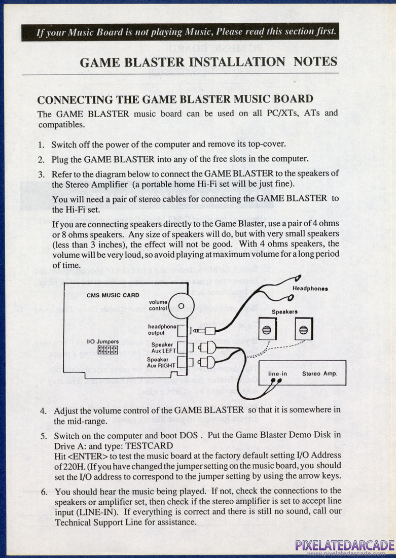 CMS / Game Blaster: Installation Notes - Page 2