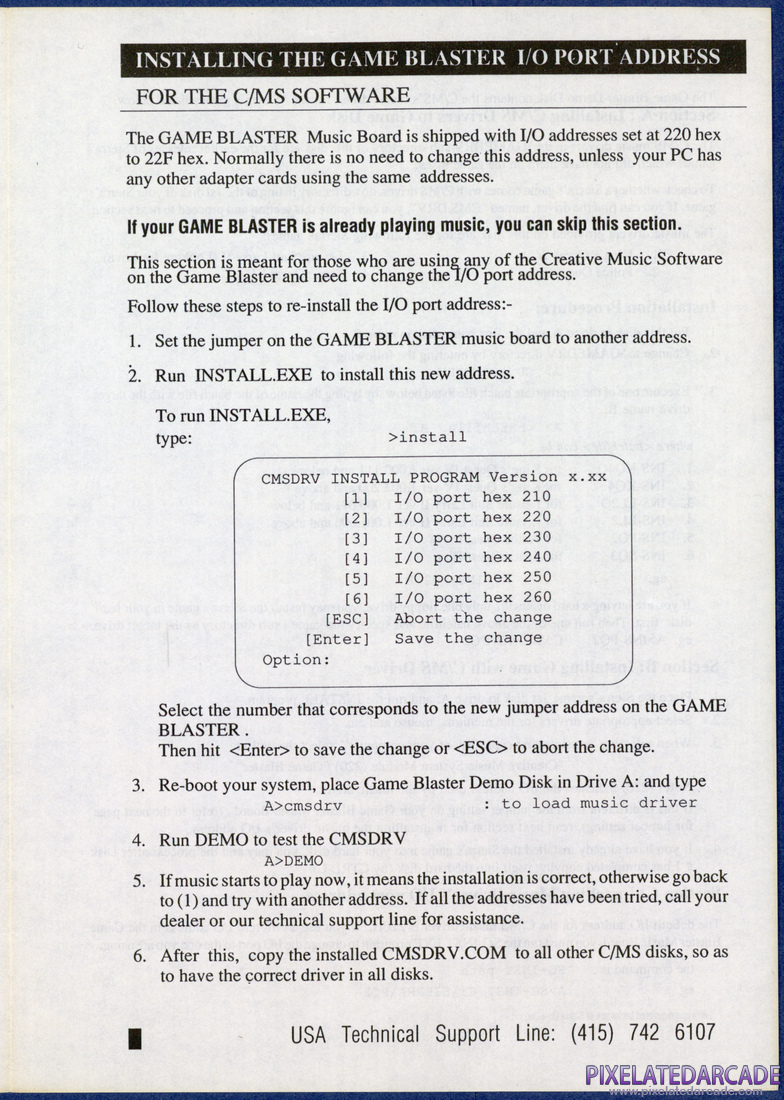 CMS / Game Blaster: Installation Notes - Page 3