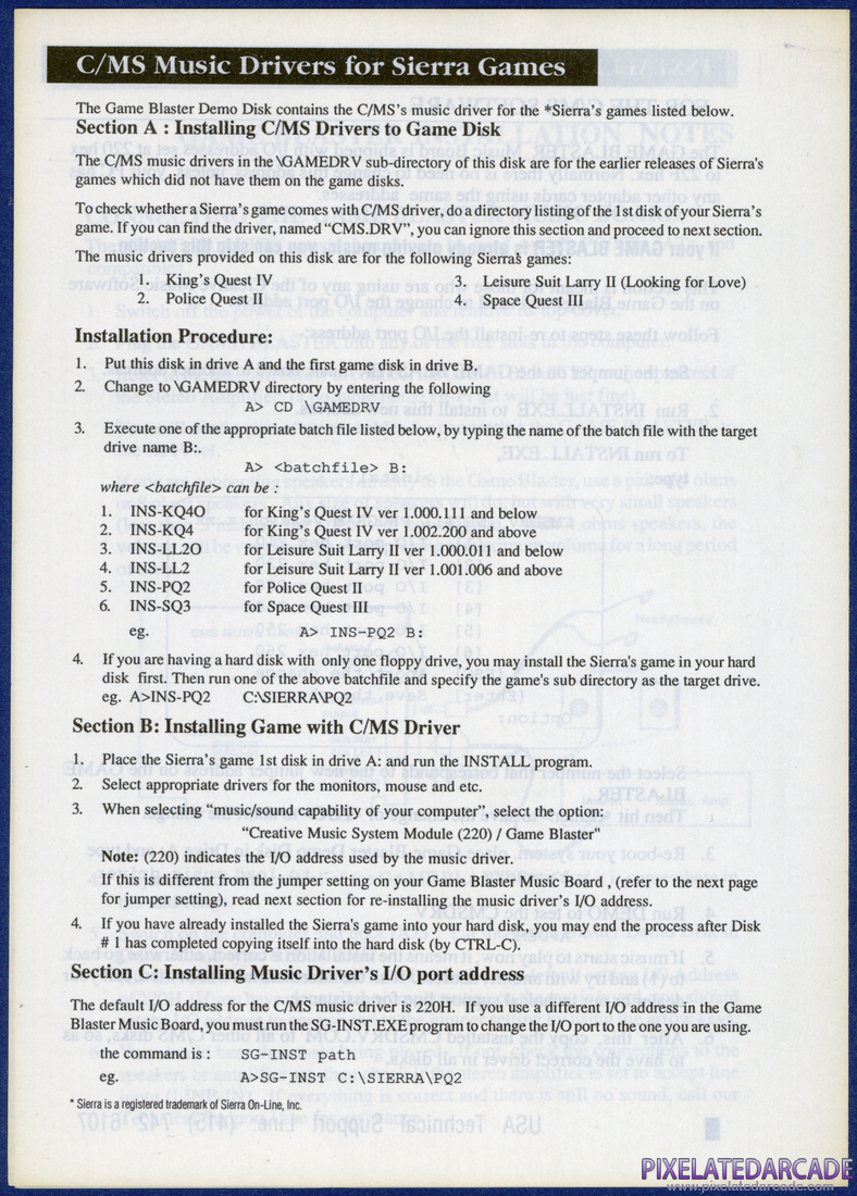 CMS / Game Blaster: Installation Notes - Page 4