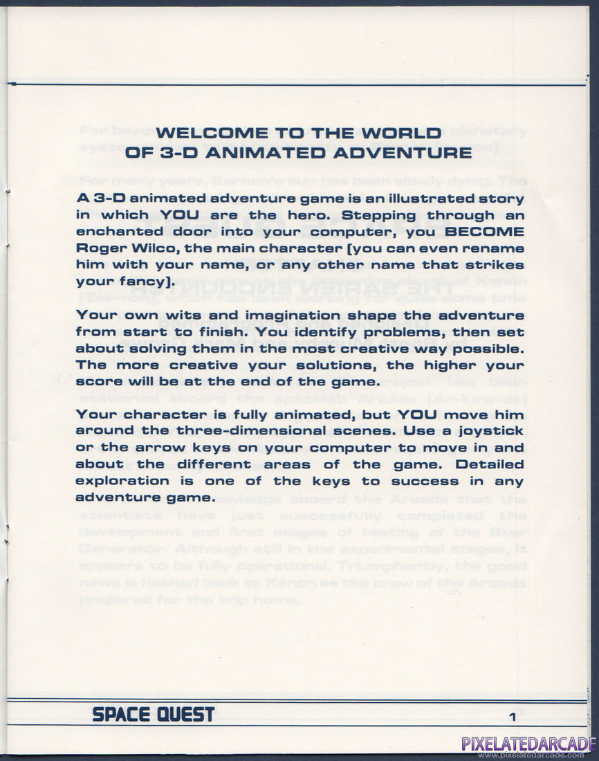 Space Quest: Chapter I - The Sarien Encounter: Instruction Manual - Page 2