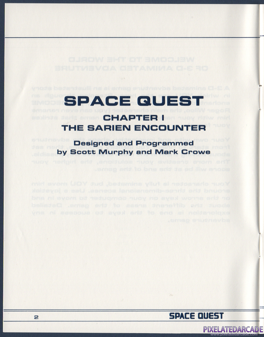 Space Quest: Chapter I - The Sarien Encounter: Instruction Manual - Page 3