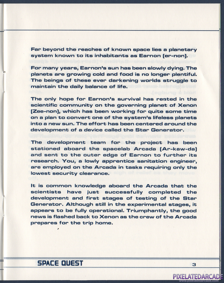 Space Quest: Chapter I - The Sarien Encounter: Instruction Manual - Page 4