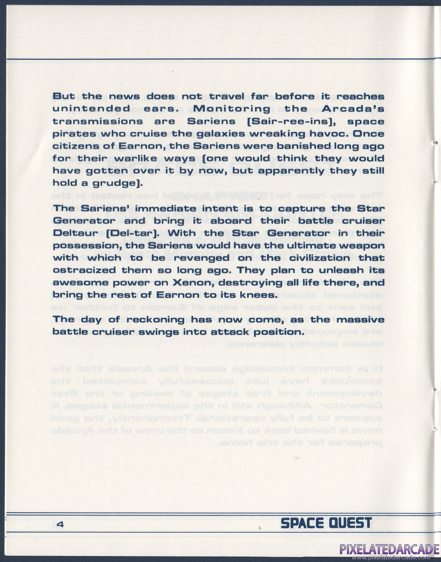 Space Quest: Chapter I - The Sarien Encounter: Instruction Manual - Page 5