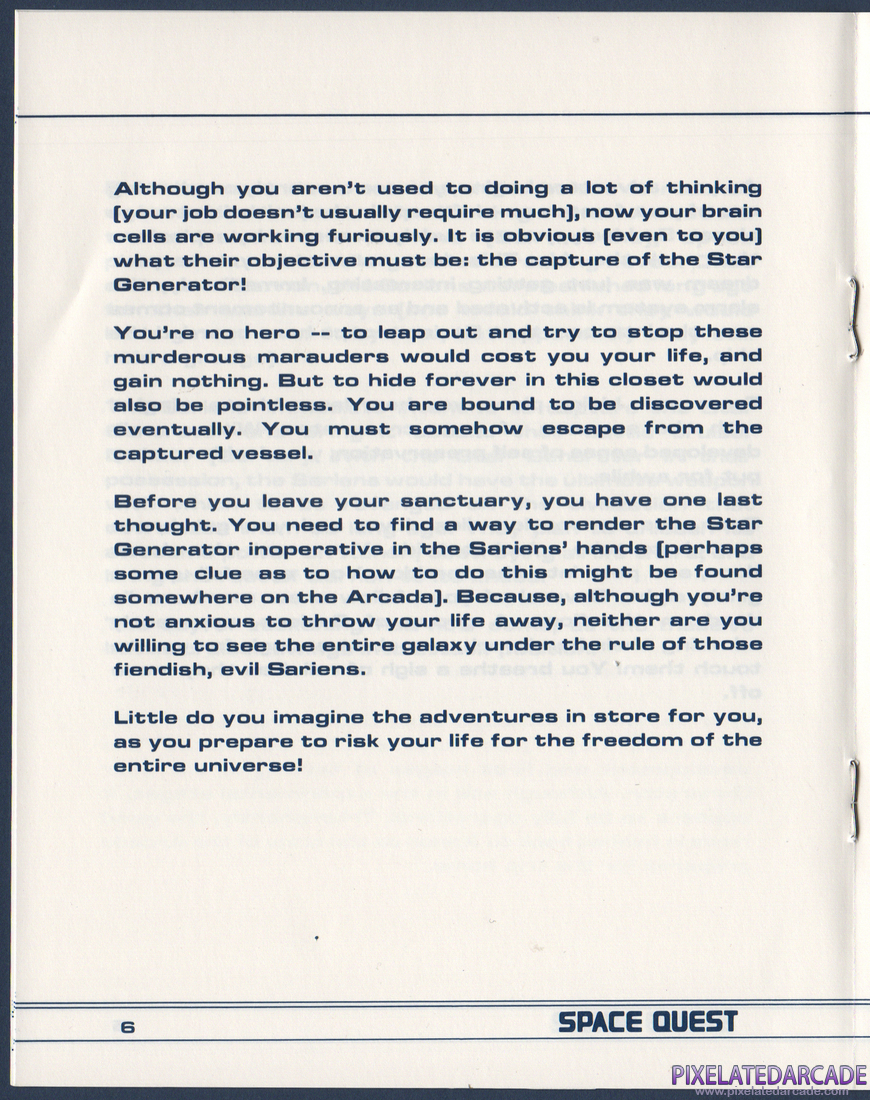 Space Quest: Chapter I - The Sarien Encounter: Instruction Manual - Page 7