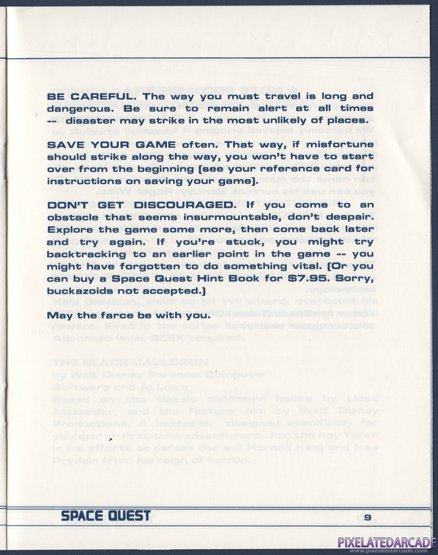 Space Quest: Chapter I - The Sarien Encounter: Instruction Manual - Page 10