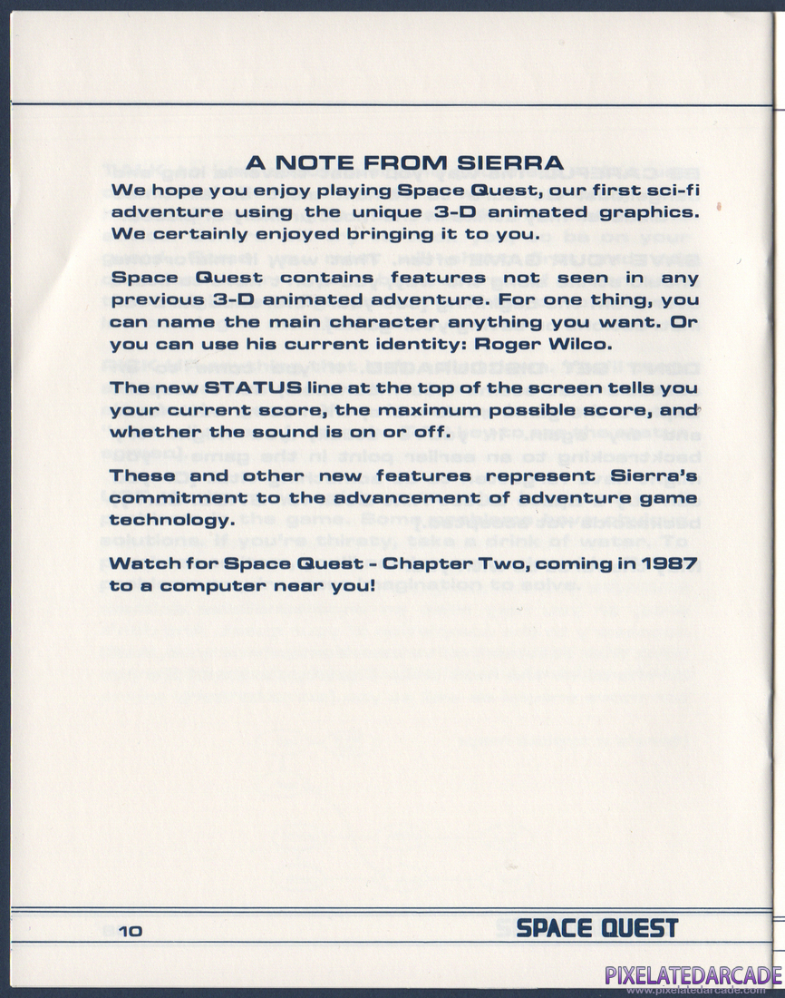 Space Quest: Chapter I - The Sarien Encounter: Instruction Manual - Page 11