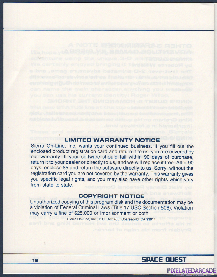 Space Quest: Chapter I - The Sarien Encounter: Instruction Manual - Page 13