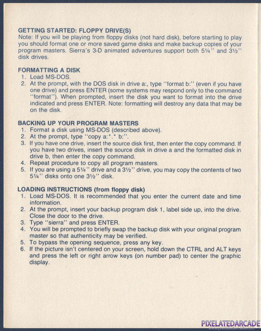 Space Quest: Chapter I - The Sarien Encounter: 3-D Animated Adventure Game Reference Card - Page 2