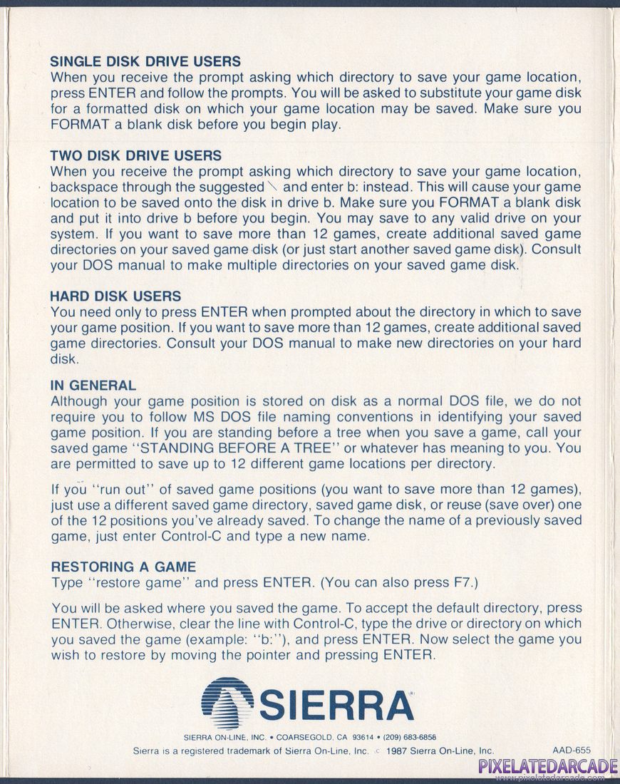 Space Quest: Chapter I - The Sarien Encounter: 3-D Animated Adventure Game Reference Card - Page 6