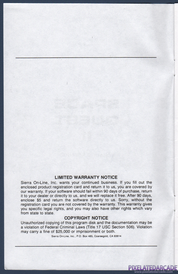 Space Quest II: Chapter II - Vohaul's Revenge: Instruction Manual - Page 2