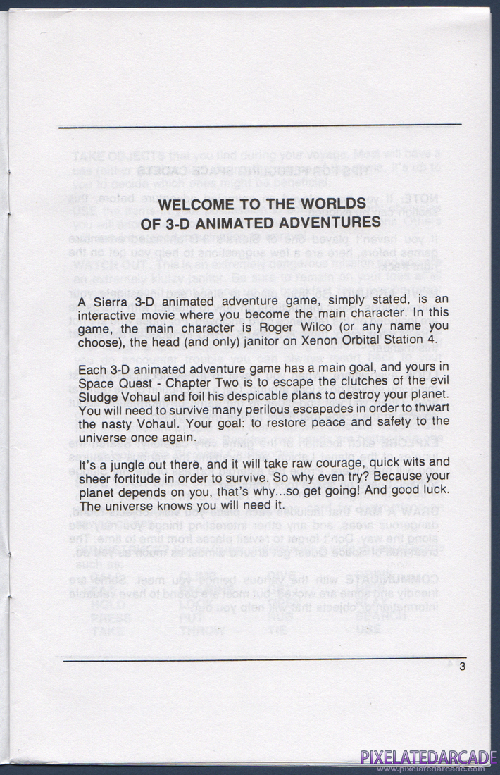 Space Quest II: Chapter II - Vohaul's Revenge: Instruction Manual - Page 3