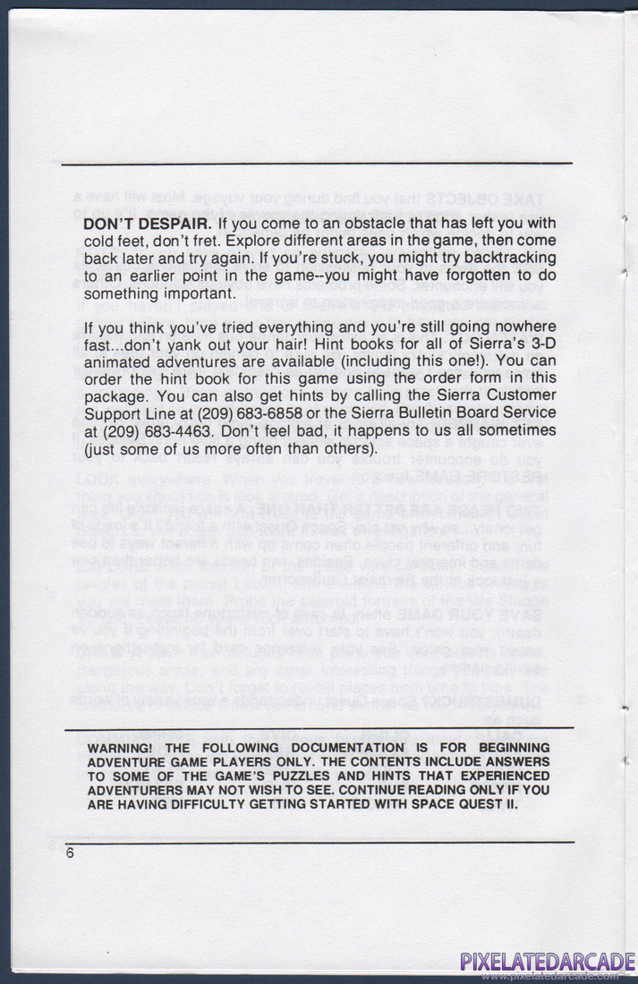 Space Quest II: Chapter II - Vohaul's Revenge: Instruction Manual - Page 6