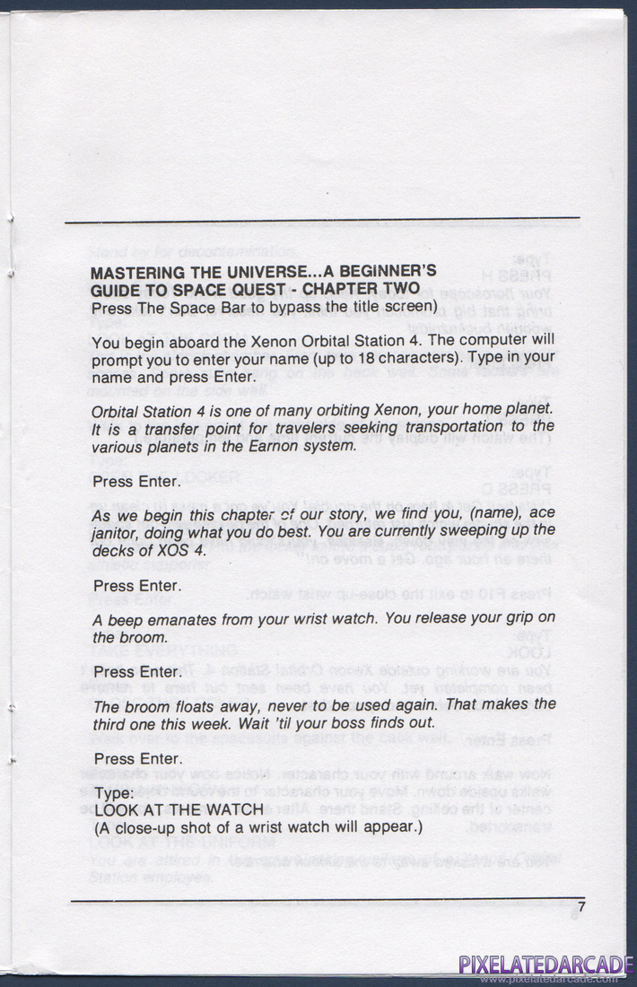 Space Quest II: Chapter II - Vohaul's Revenge: Instruction Manual - Page 7