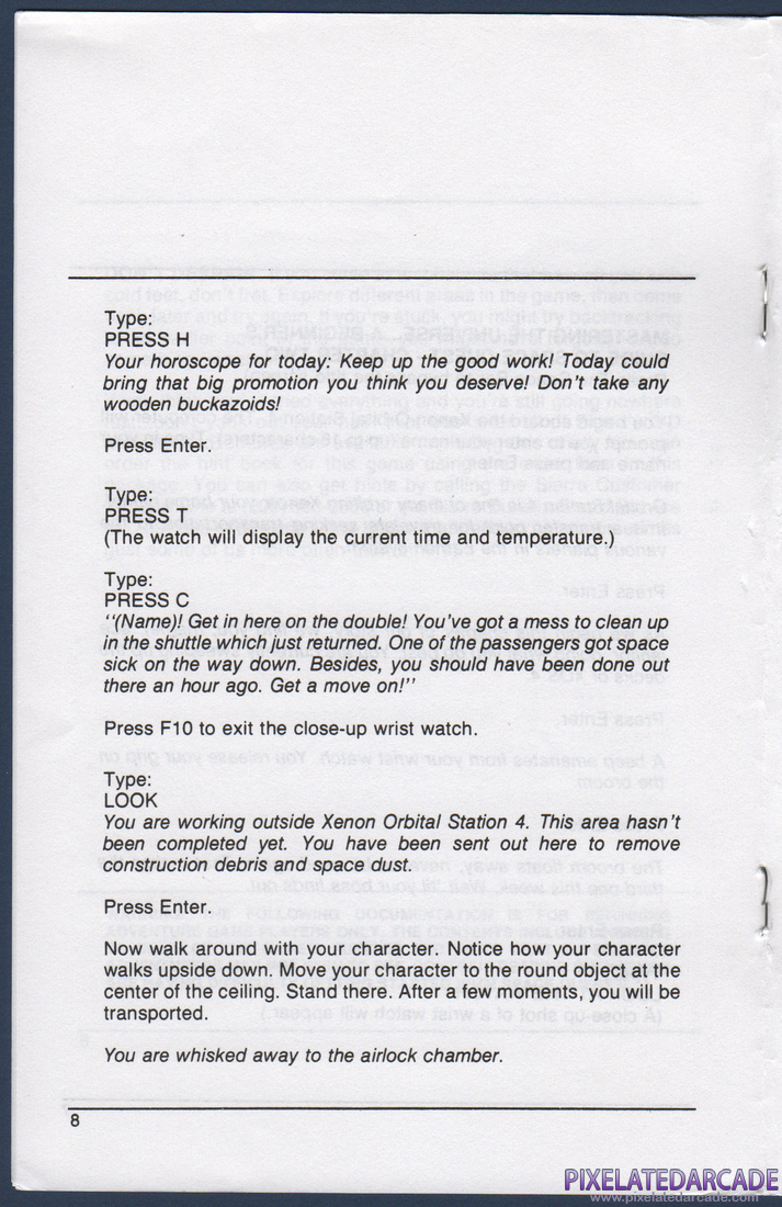 Space Quest II: Chapter II - Vohaul's Revenge: Instruction Manual - Page 8
