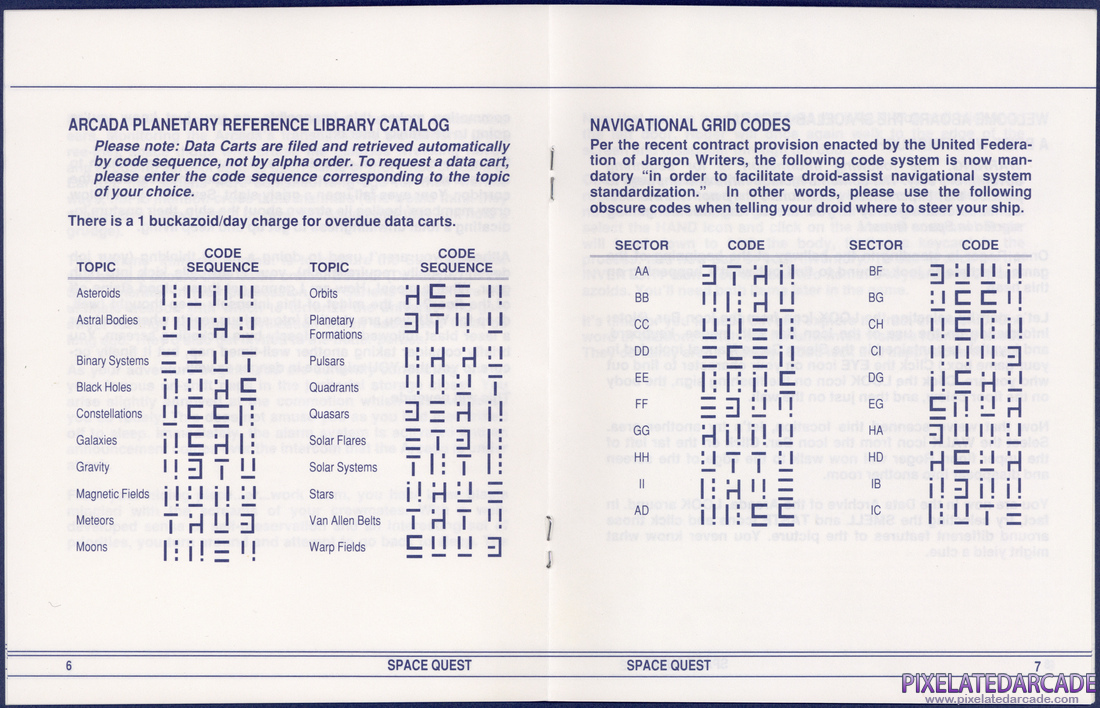 Space Quest I: Roger Wilco in the Sarien Encounter: Instruction Manual - Pages 6 - 7