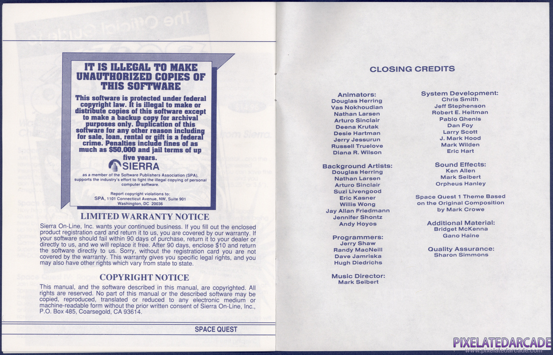 Space Quest I: Roger Wilco in the Sarien Encounter: Instruction Manual - Pages 12 - 13