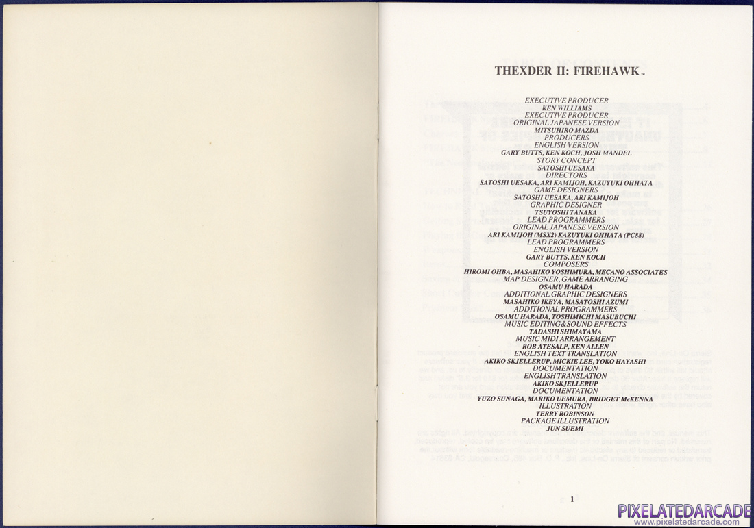 Fire Hawk: Thexder - The Second Contact: Instruction Manual - Page 2