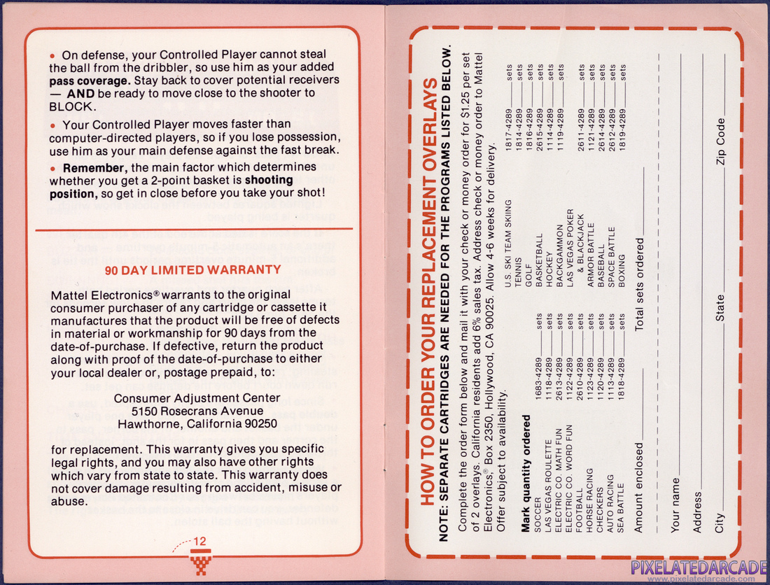 NBA Basketball: Instruction Manual - Pages 12 - 13
