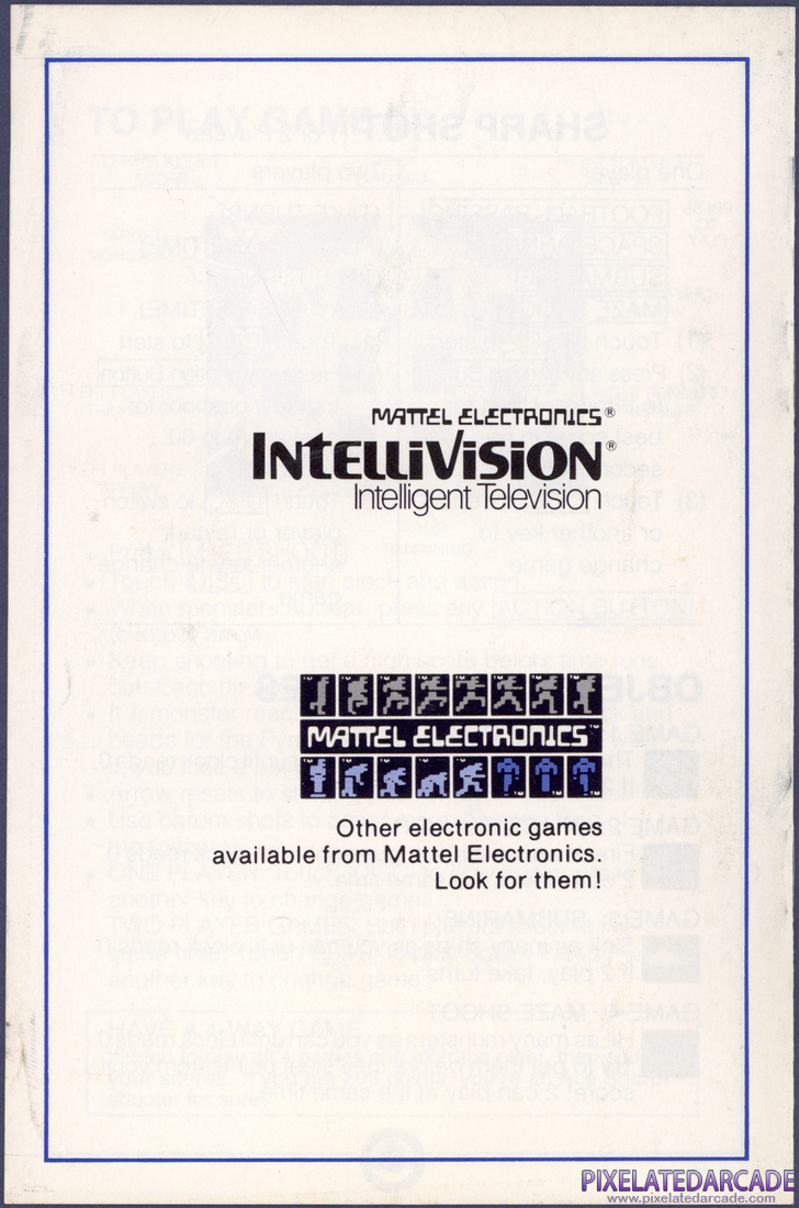 Sharp Shot: Instruction Manual - Back Cover