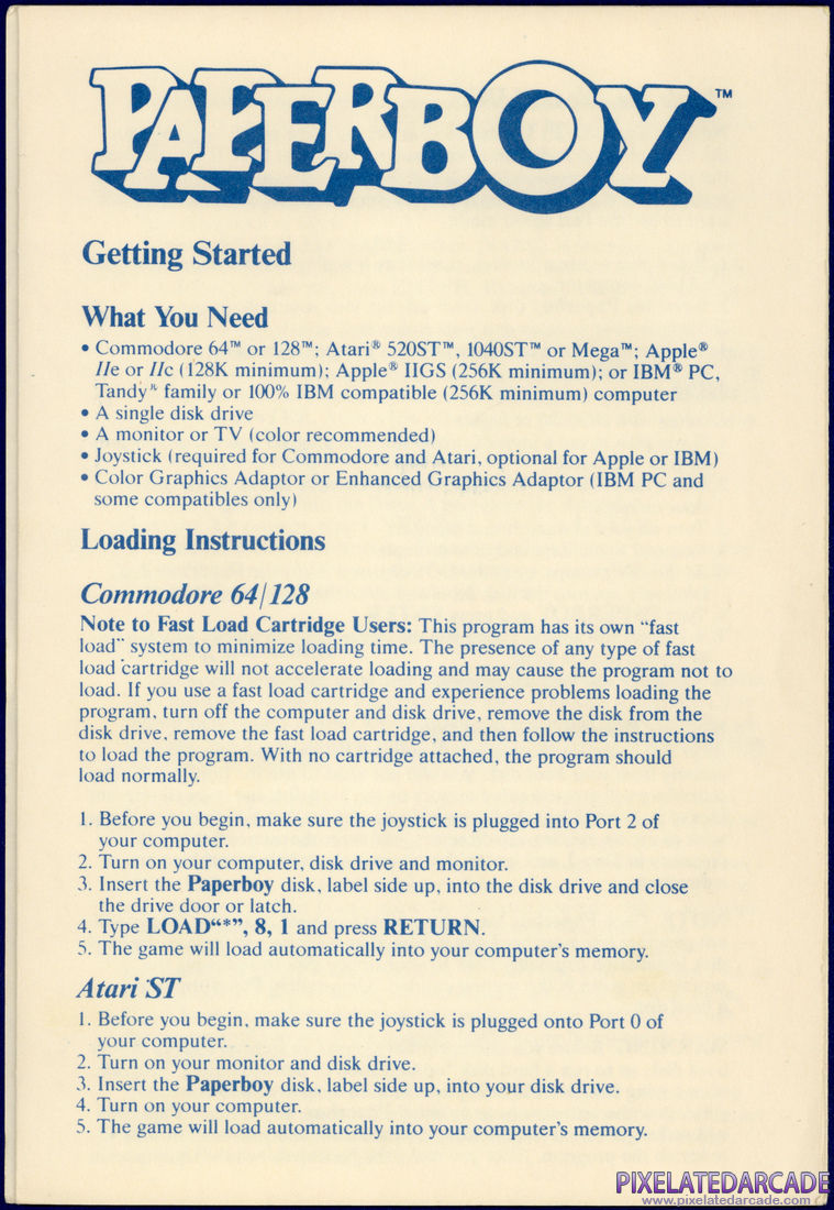 Paperboy: Instruction Manual - Page 1