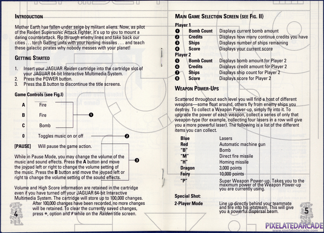 Raiden: Instruction Manual - Pages 4 - 5