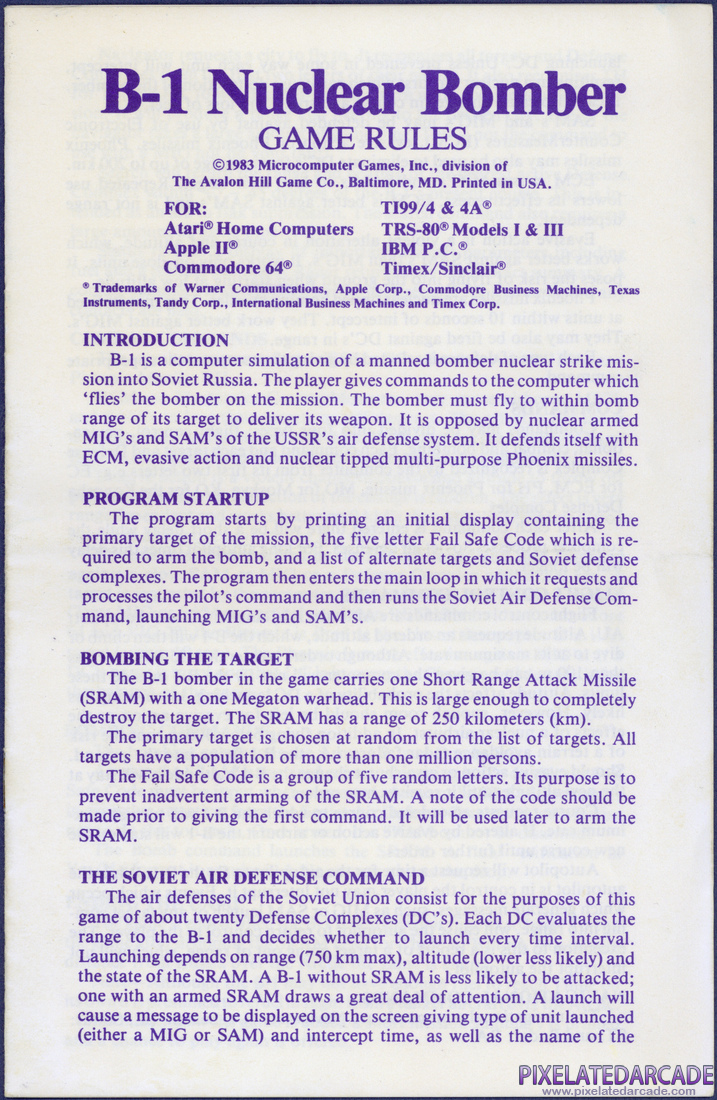 B-1 Nuclear Bomber: Instruction Manual - Page 1