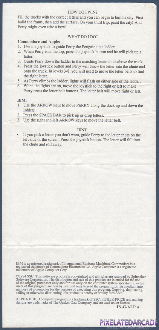 Alpha Build: Instruction Manual - Back