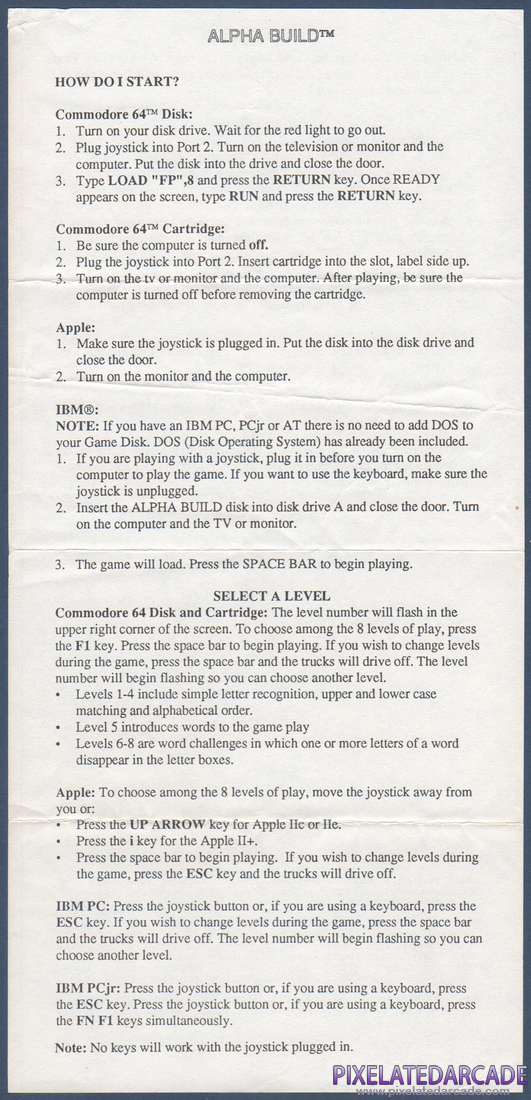 Alpha Build: Instruction Manual - Front