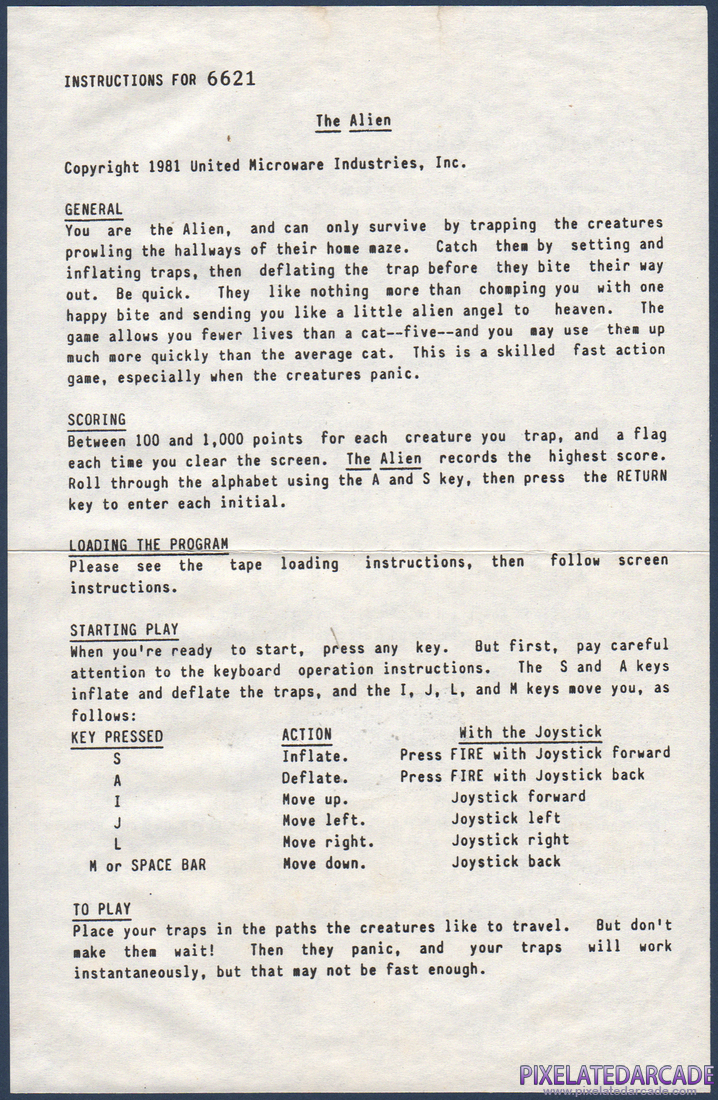 The Alien: The Alien Instruction Manual - Front