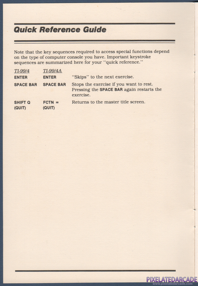 Physical Fitness: Instruction Manual - Quick Reference Guide
