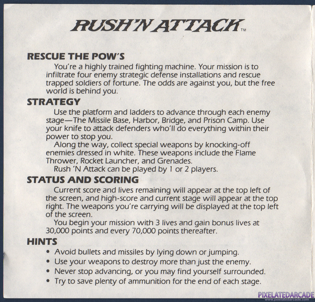 Rush'n Attack: Rush'n Attack Instruction Manual - Page 2