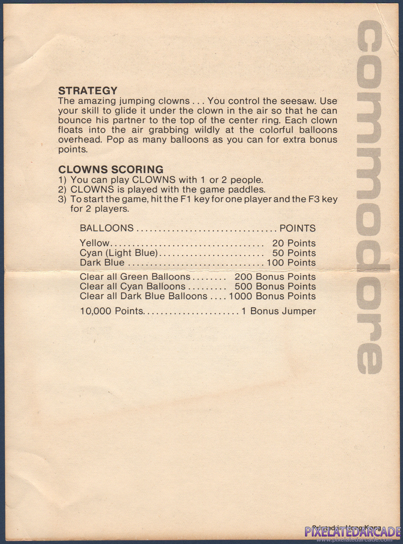 Clowns: Instruction Manual - Back