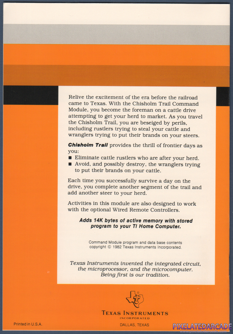 Chisholm Trail: Instruction Manual - Back Cover