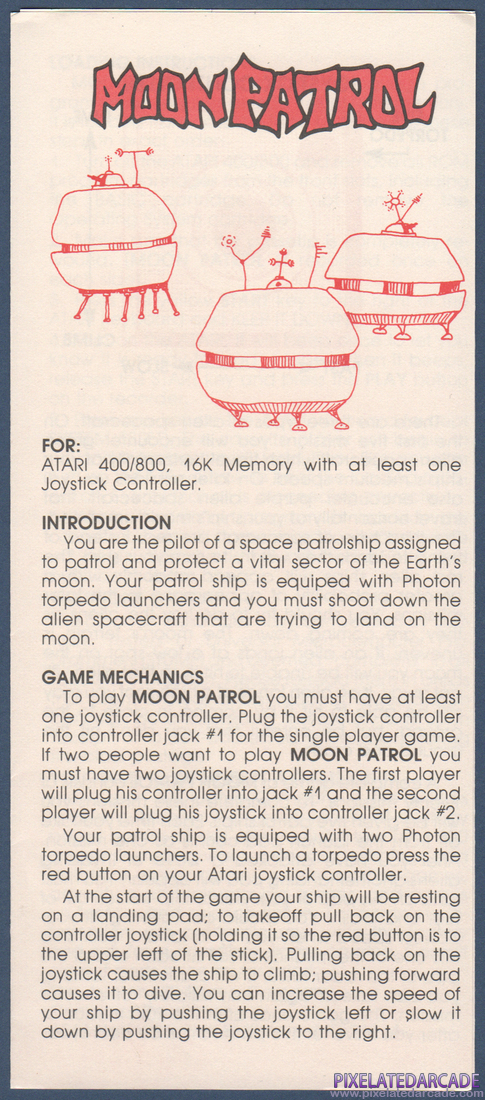 Moon Patrol: Instruction Manual - Page 1