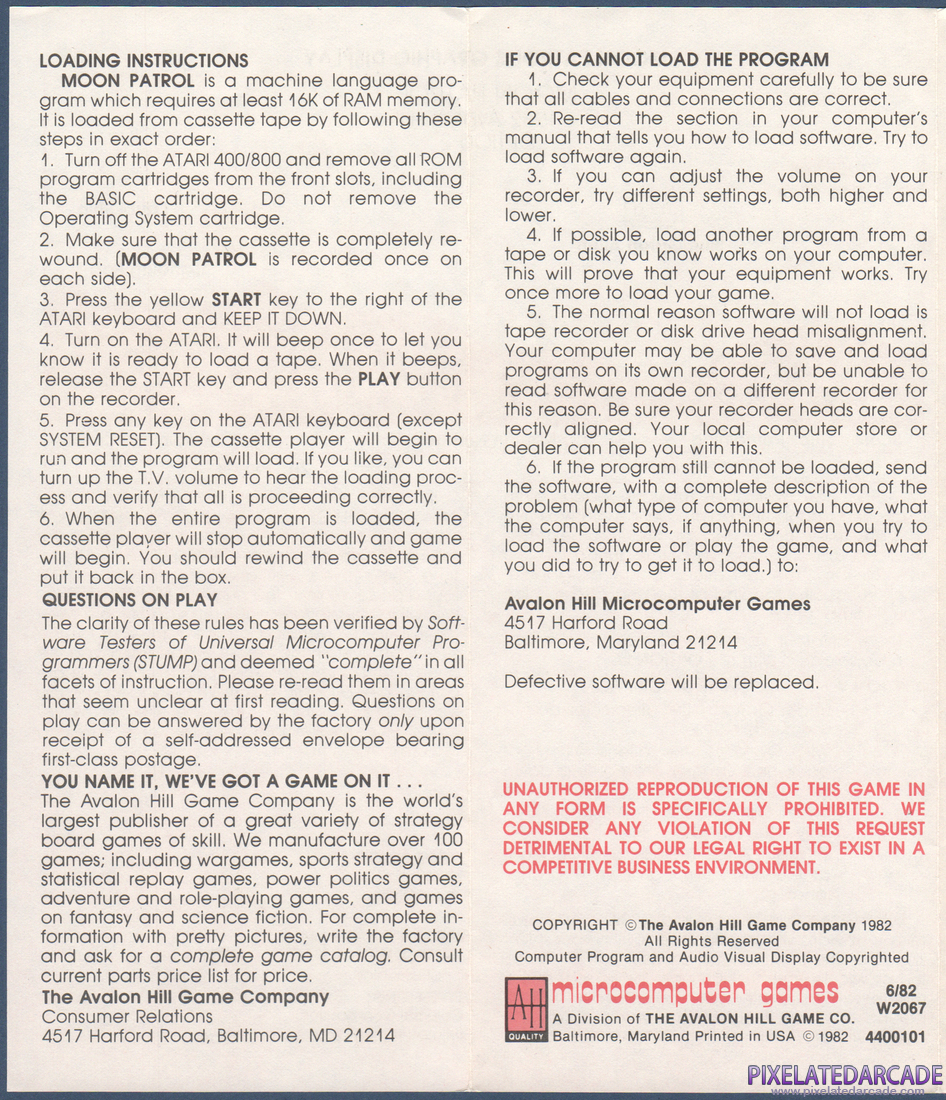 Moon Patrol: Instruction Manual - Page 4