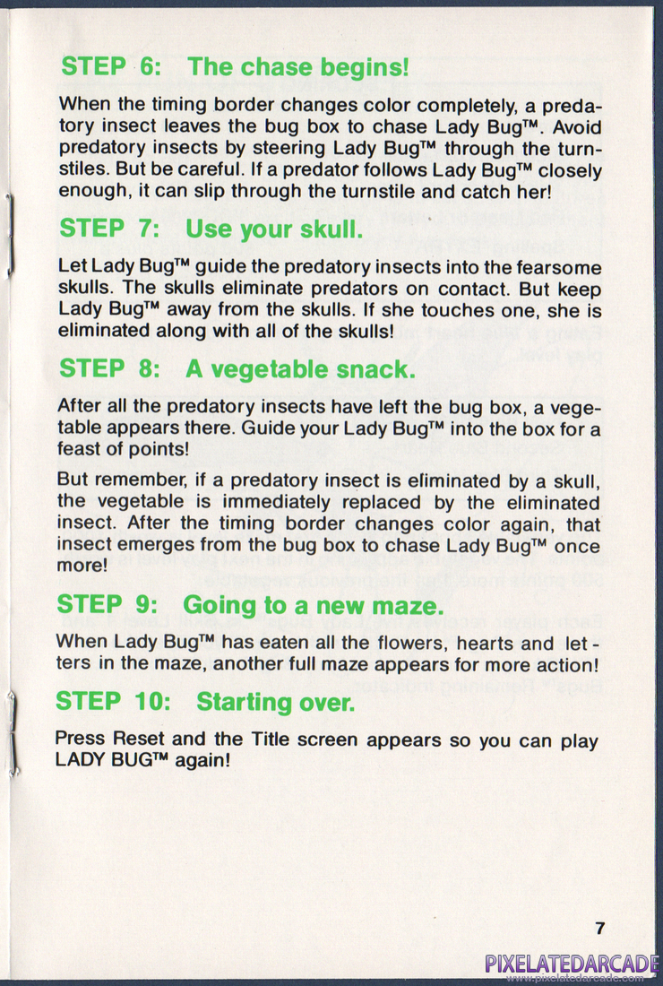 Lady Bug: Lady Bug Instruction Manual - Page 7