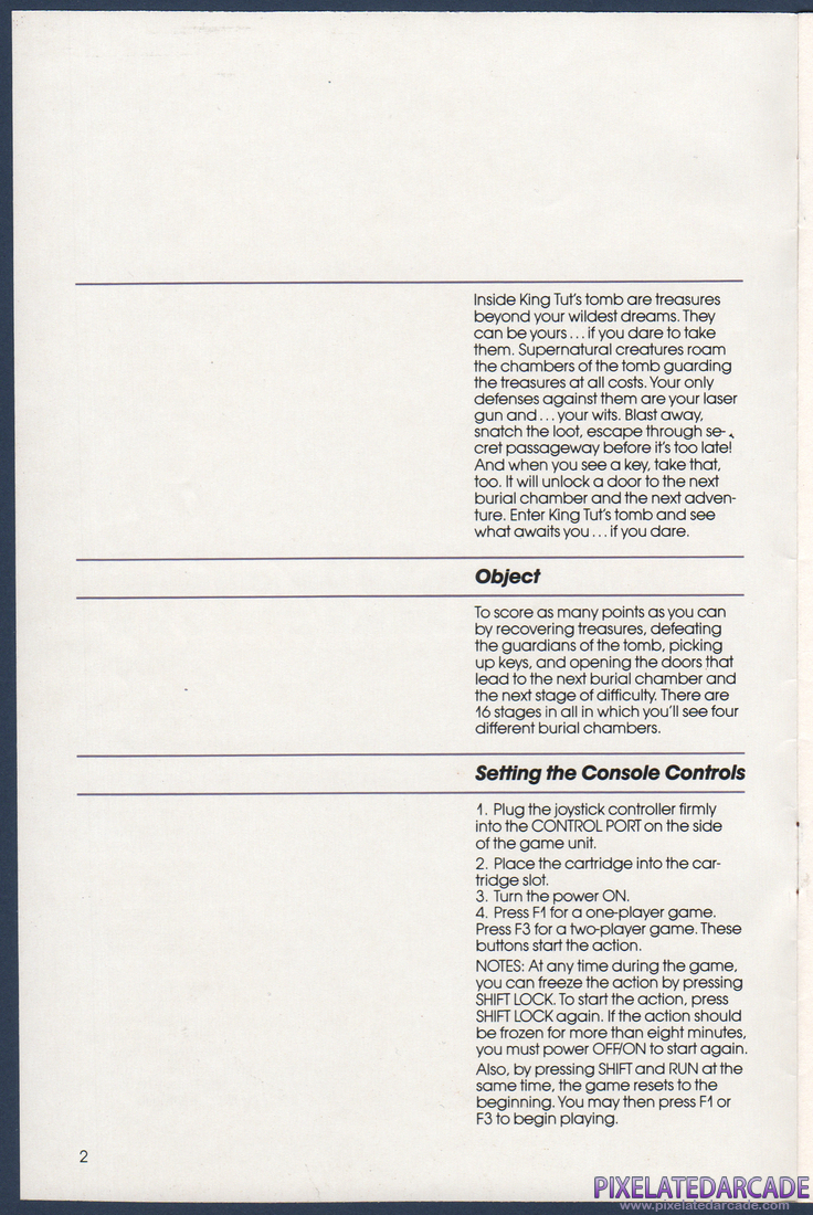 Tutankham: Instruction Manual - Page 2