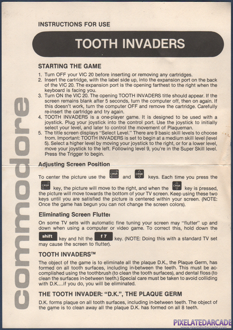 Tooth Invaders: Instruction Manual - Front