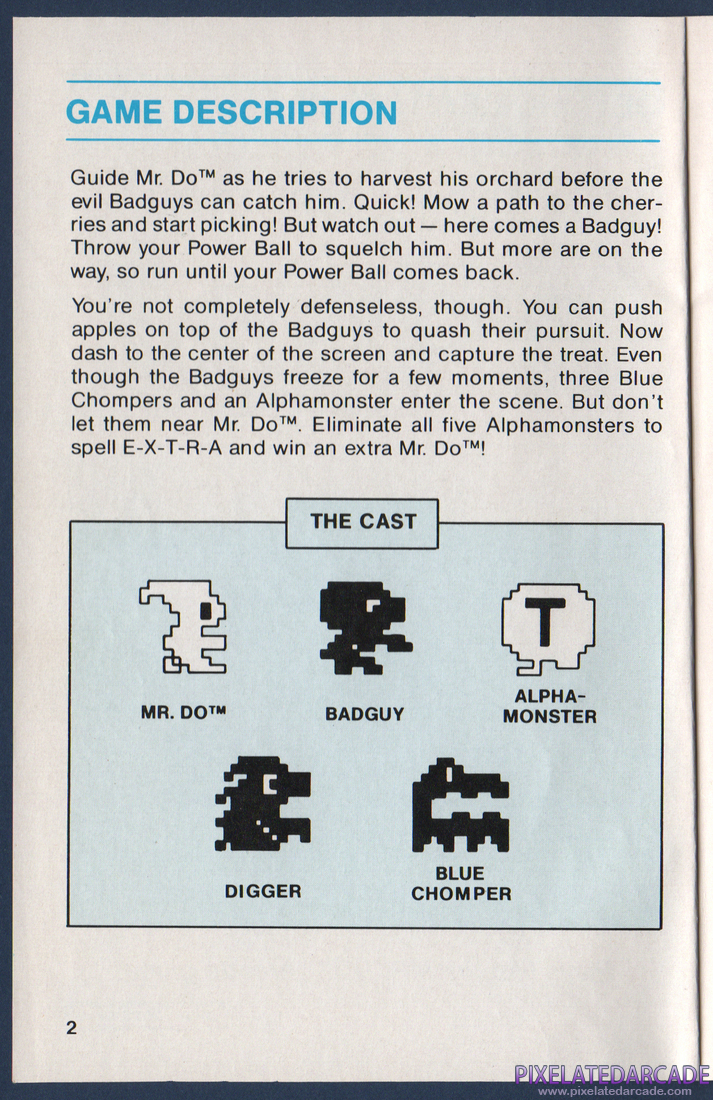 Mr. Do!: Instruction Manual - Page 2