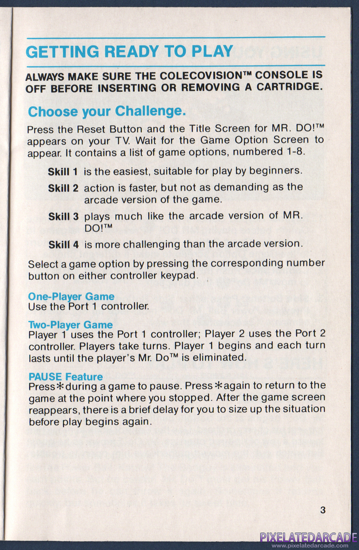Mr. Do!: Instruction Manual - Page 3