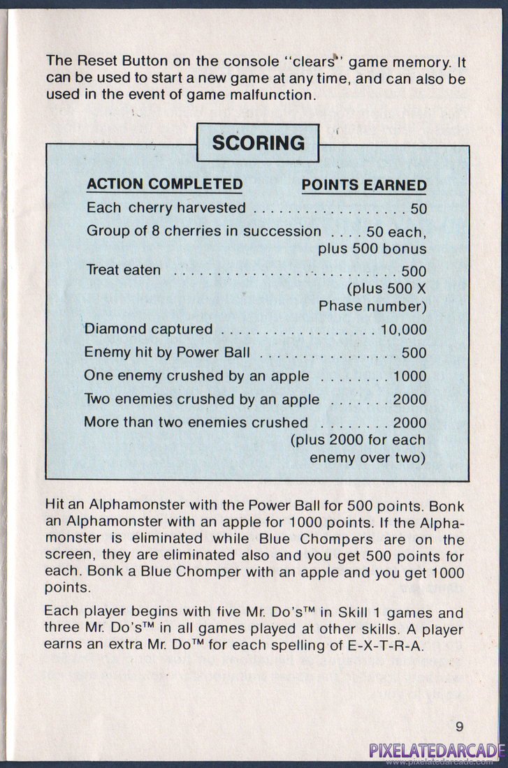 Mr. Do!: Instruction Manual - Page 9